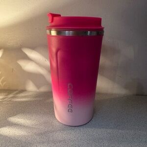 Pink and White Travel Mug